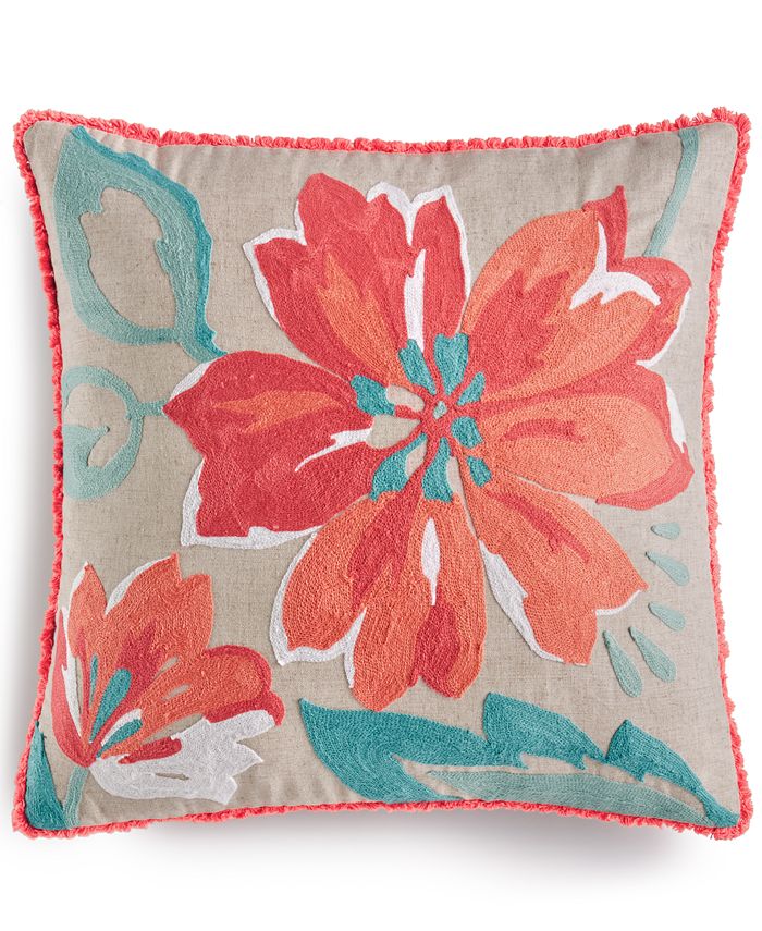 Lacourte LAST ACT! Bolivia Embroidered 20" Square Decorative Pillow
