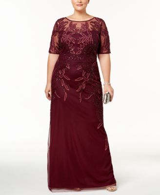 plus size embroidered mesh dress