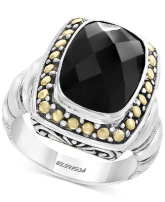 EFFY Collection - Onyx (14 x 10mm) Ring in Sterling Silver & 18k Gold