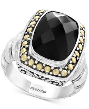 image of Eclipse by Effy Onyx (14 x 10mm) Ring in Sterling Silver & 18k Gold