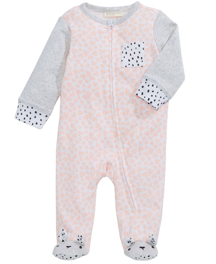 First Impressions Mixed-Print Footed Coverall, Baby Girls, Created for ...