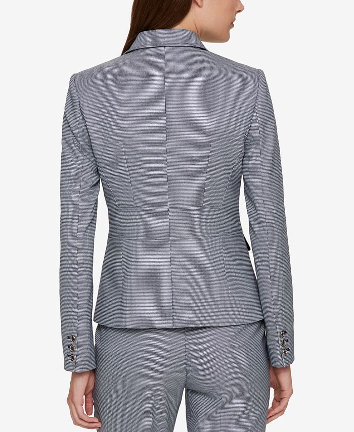 Tommy Hilfiger Women's Two Button Houndstooth Blazer Grey Size 0
