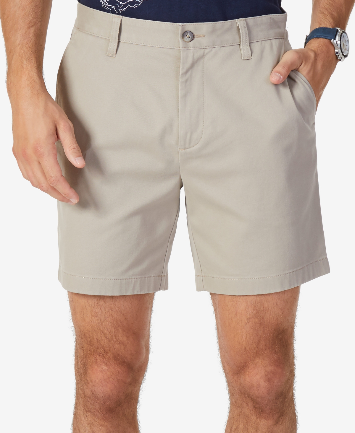 Men's Classic-Fit Stretch Flat-Front 6" Chino Deck Shorts - True Navy