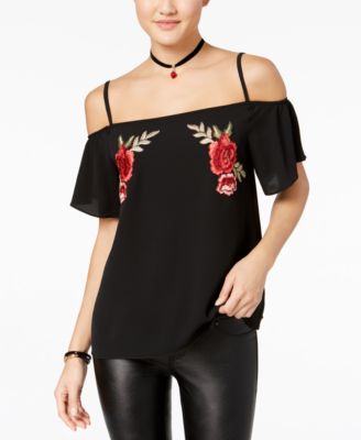 BCX - Juniors' Embroidered Applique Off-The-Shoulder Top