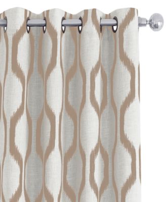 Renzo Ikat Geometric Linen Room Darkening Window Curtain