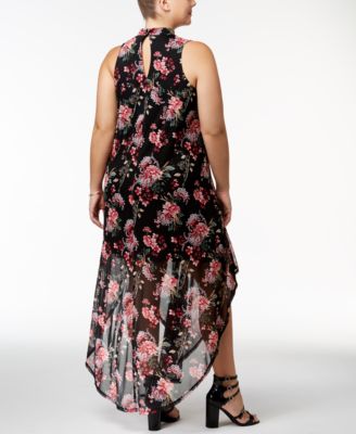 Love Squared Trendy Plus Size Printed Choker Maxi Dress