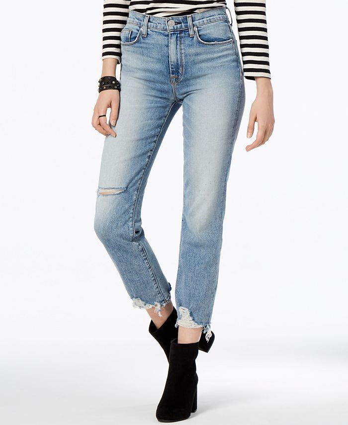 Hudson Jeans Ripped Straight-Leg Ankle Jeans - Macy's