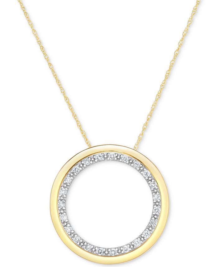 Macy's Diamond Circle Pendant Necklace (1/4 ct. t.w.) in 14k Gold Macy's