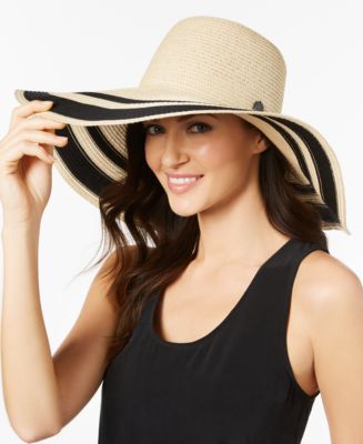 Vince Camuto Ribbon-Stripe Floppy Hat - Macy's