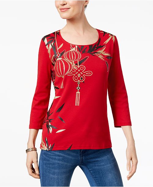 Karen Scott Lunar New Year Graphic T Shirts Created For Macy S Reviews Women S Brands Women Macy S
