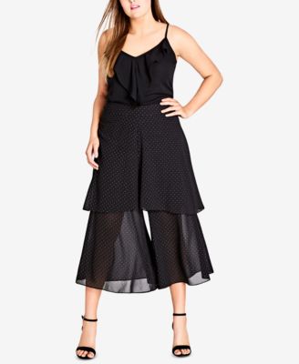 City Chic - Trendy Plus Size Tiered Wide-Leg Pants