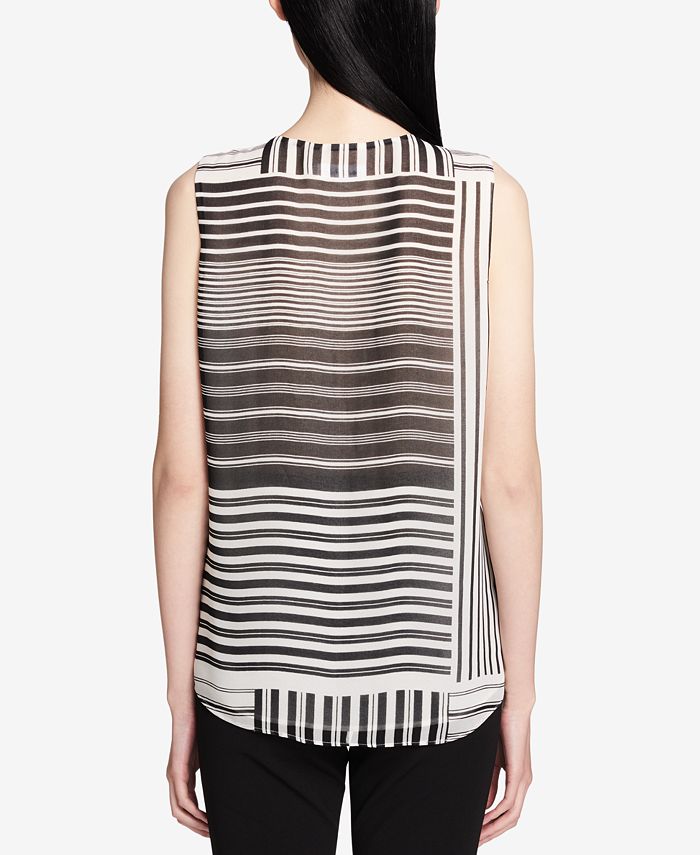Striped ruffle tie front blouse