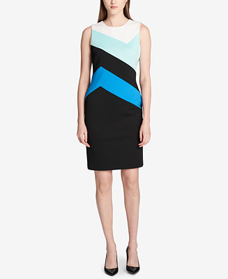 Calvin Klein Colorblocked Sheath Dress - Macy's
