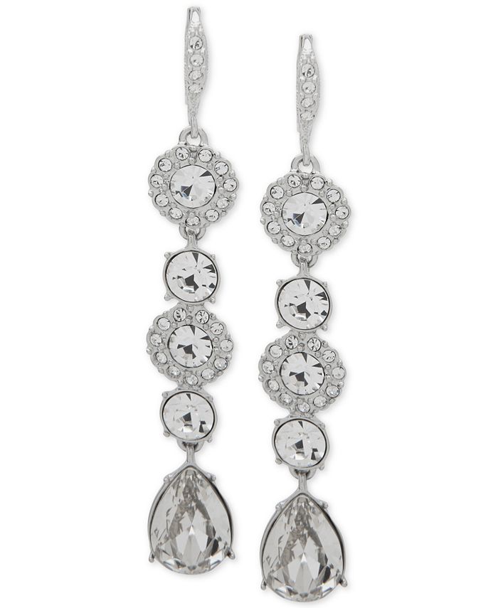 Givenchy SilverTone Crystal Linear Drop Earrings Macy's