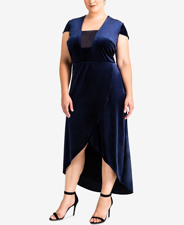Taylor Women's Plus Size Velvet High-Low A-Line Dress Purple Size 16W