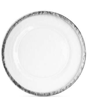American Atelier Jay Import  Hammered Ice Glass Charger Plate With Silver-tone Band