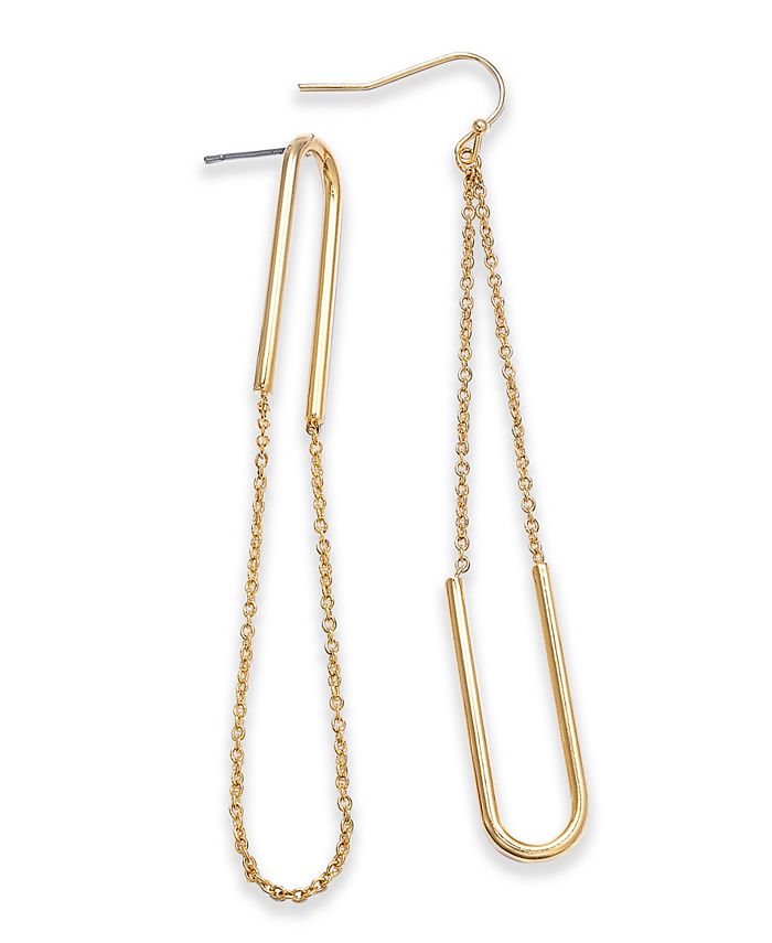 INC International Concepts I.N.C. GoldTone Chain Loop Drop Earrings