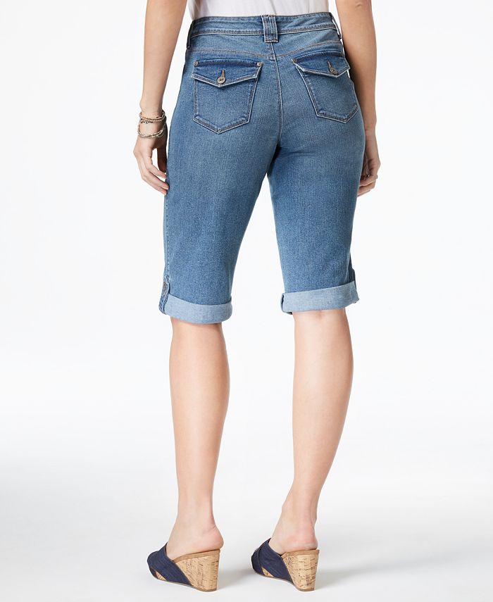 Style & Co Petite Cuffed Denim Skimmer Shorts, Created for Macy's - Macy's
