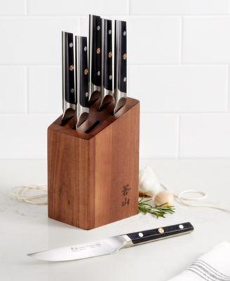 steak knife set with block