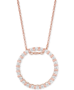 image of Diamond Circle Pendant Necklace (1/4 ct. t.w.) in 14k Rose Gold