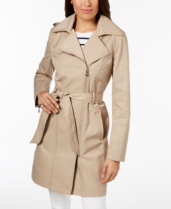 Vince Camuto Hooded Asymmetrical Trench Coat - Macy's