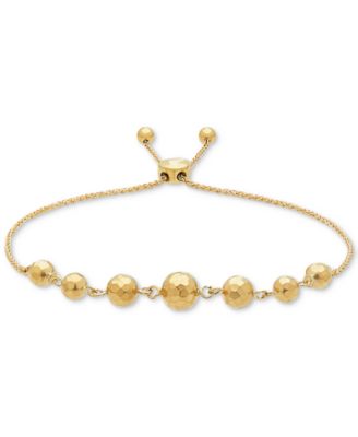 Macy's Beaded Adjustable Bracelet In 10k Gold - Bracelets - Jewelry ...