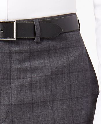 Calvin Klein Men's Slim-Fit Charcoal Windowpane Suit - Macy's