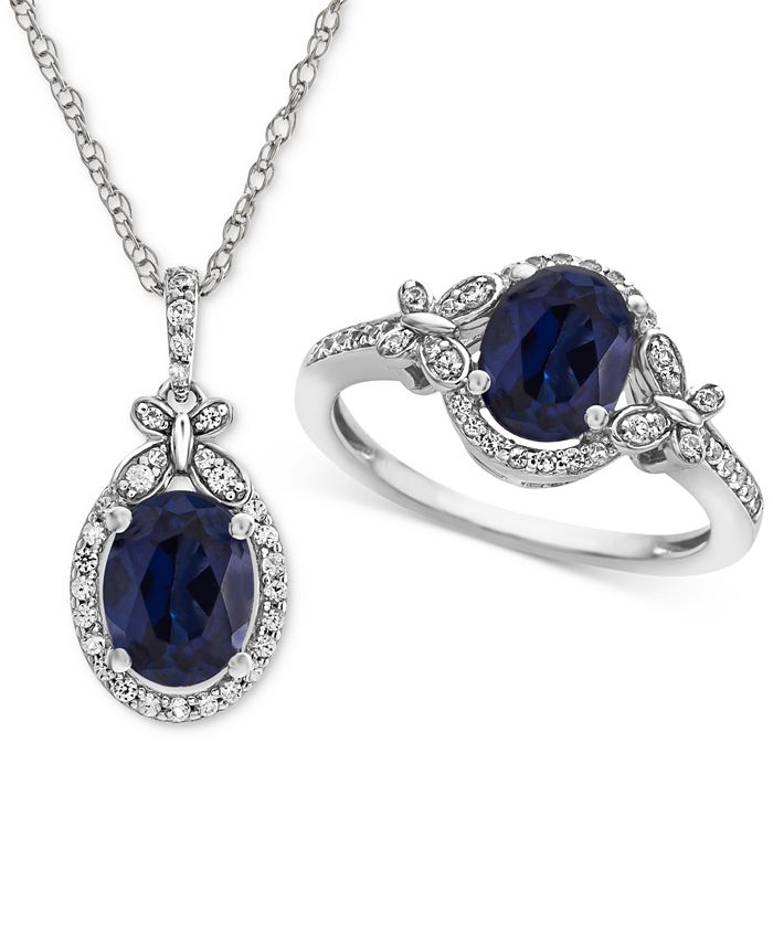 Macy's Lab Created Sapphire (2-1/2 ct. t.w.) & White Sapphire (3/4 ct ...
