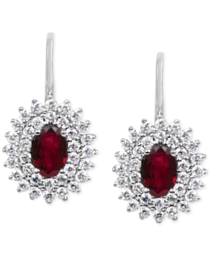 image of Ruby (1-1/5 ct. t.w.) & Diamond (5/8 ct. t.w.) Drop Earrings in 14k White Gold
