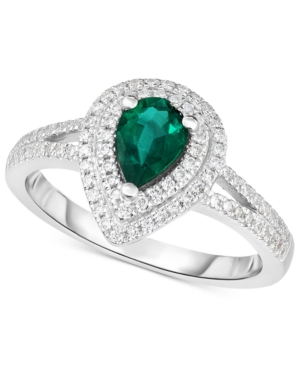 image of Emerald (5/8 ct. t.w.) & Diamond (1/3 ct. t.w.) Ring in 14k White Gold
