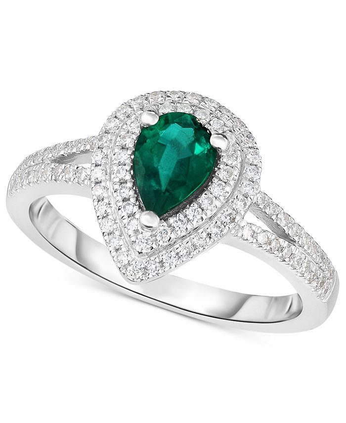 Macy's Emerald (5/8 ct. t.w.) & Diamond (1/3 ct. t.w.) Ring in 14k ...