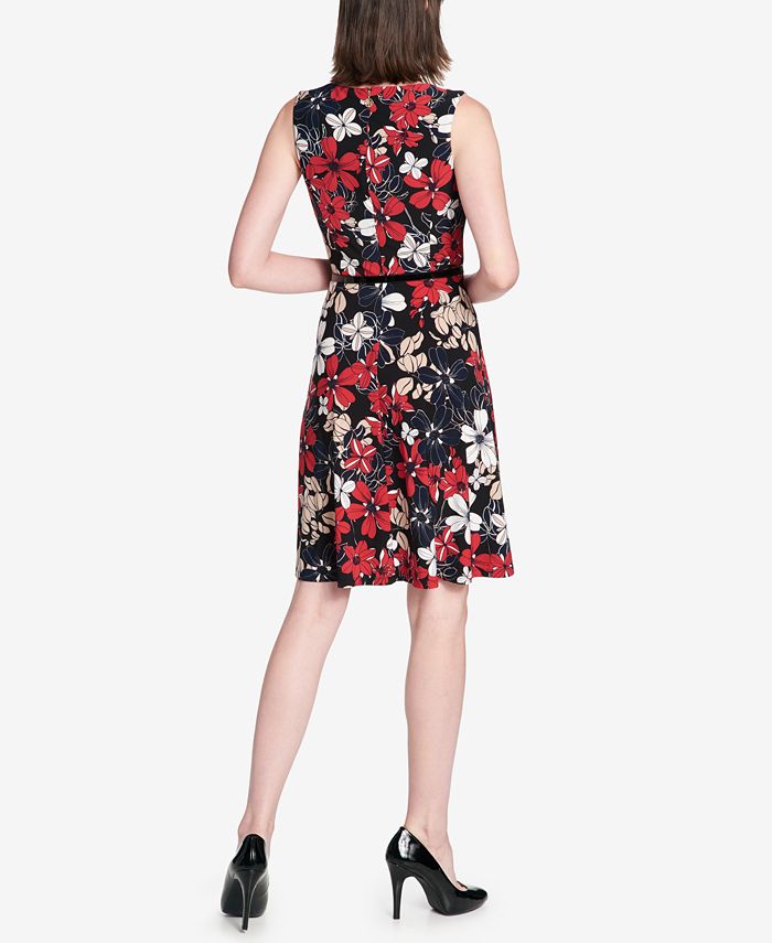 Tommy Hilfiger Belted Floral-Print Dress - Macy's