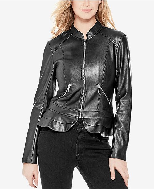 GUESS Kate Faux-Leather Peplum Jacket - Jackets & Vests ... (500 x 613 Pixel)