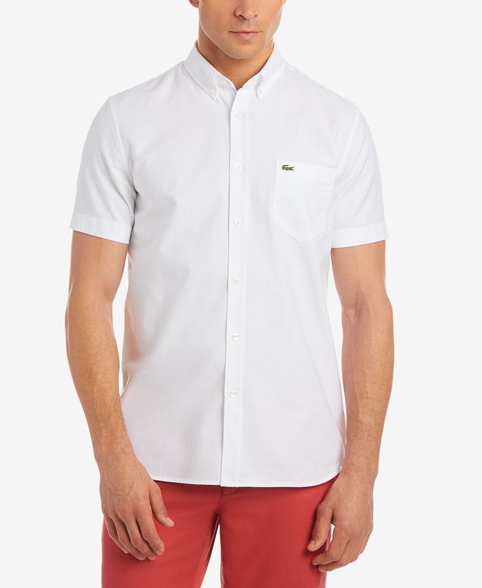 Lacoste Men's Regular Solid Oxford Shirt Reviews Casual Button-Down Shirts - Men - Macy's