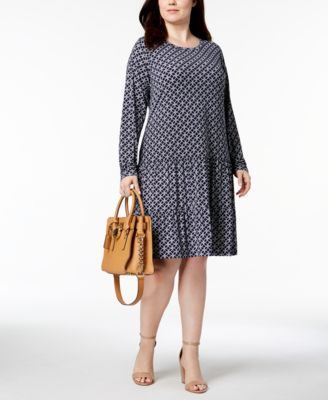 Michael Kors - Plus Size Drop-Waist Tiered Dress