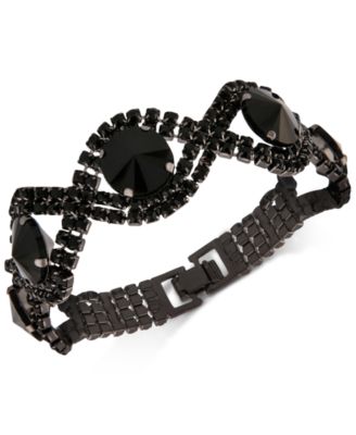 Say Yes to the Prom - Hematite-Tone Jet Stone Flex Bracelet