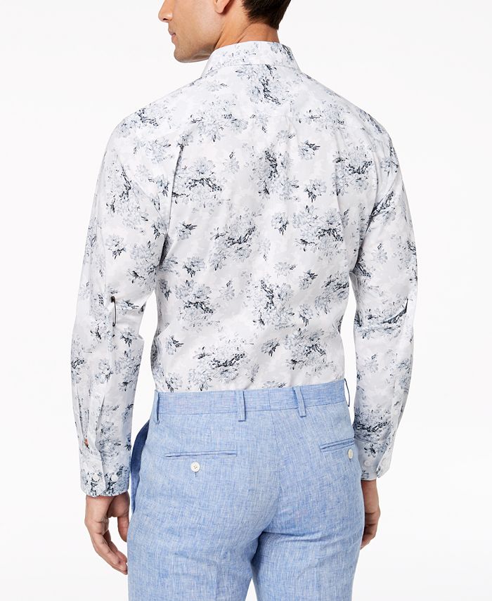 Tallia Men's Modern-Fit Stippled Floral-Print Dress Shirt - Macy's