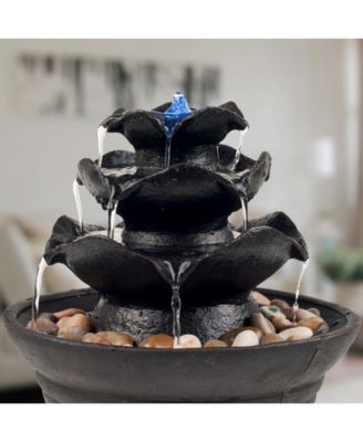 Pure Garden 3-Tier Cascading Tabletop Fountain with LED Lights