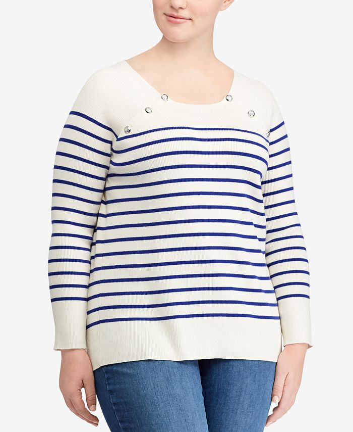 Lauren Ralph Lauren Plus Size EmbossedButton Sweater Macy's