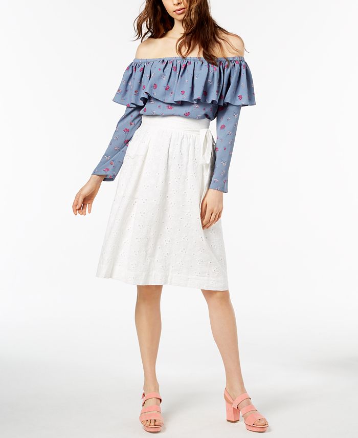 Jill Jill Stuart Off-The-Shoulder Flounce Top, Created for Macy's - Macy's