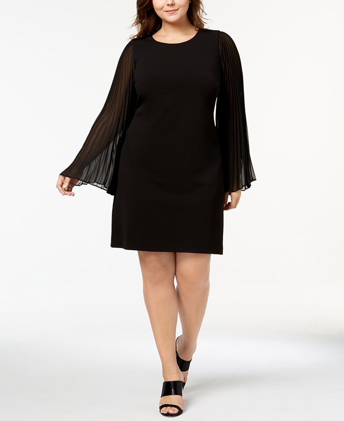 Calvin Klein Plus Size Pleated-Sleeve Dress - Macy's