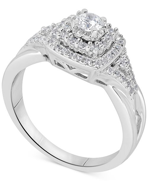 Macy S Diamond Tiered Halo Bridal Set 5 8 Ct T W In 14k White Gold Reviews Rings Jewelry Watches Macy S