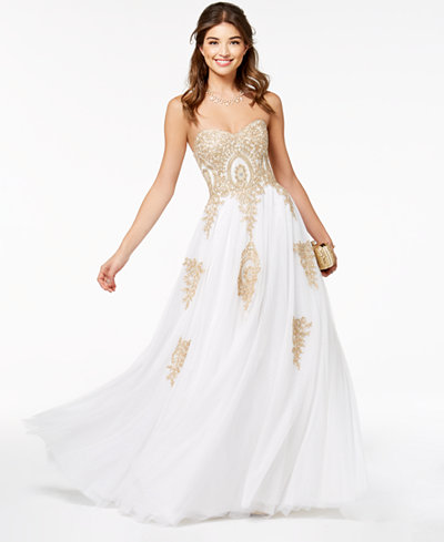 Say Yes to the Prom  Juniors Beaded Corset Back Gown  Say Yes to the Prom  Juniors Beaded Corset Back Gown