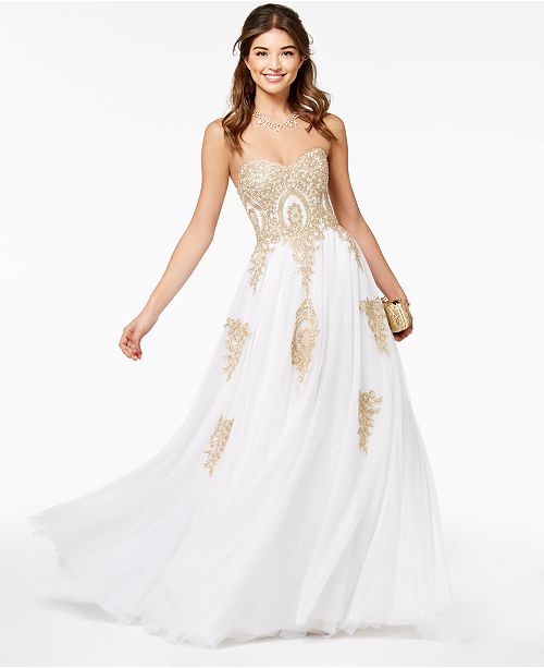 Say Yes to the Prom Juniors Beaded Corset Back Gown Say Yes to the Prom Juniors Beaded Corset Back Gown