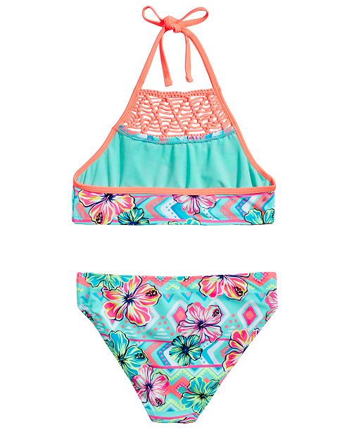 Breaking Waves 2Pc. FloralPrint Bikini Swimsuit, Big Girls Swimwear