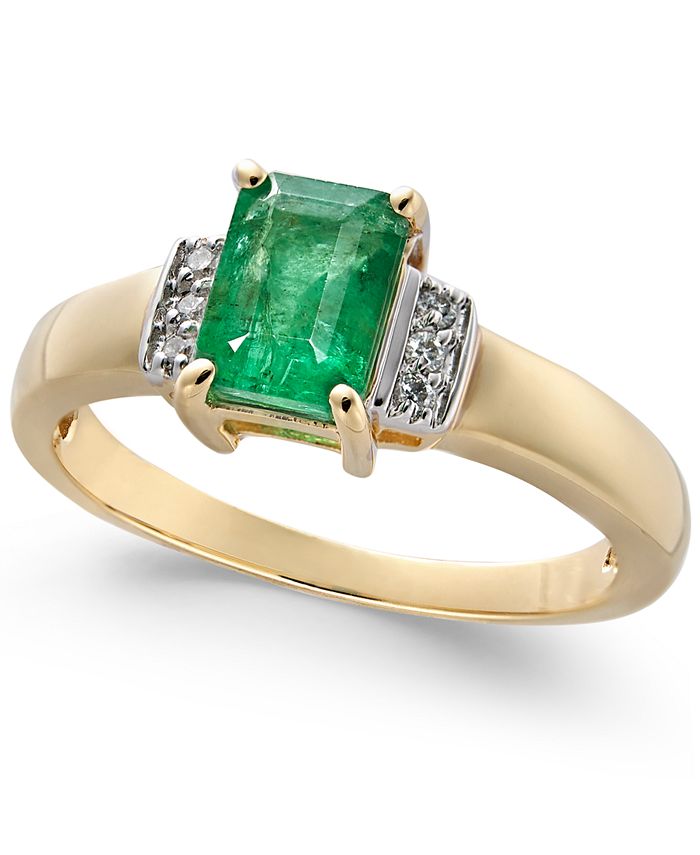 Macy's Emerald (9/10 ct. t.w.) & Diamond Accent Ring in 14k Gold - Macy's