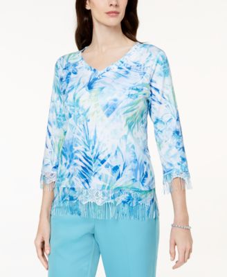 Alfred Dunner - Bonita Springs Fringe-Trim Sweater