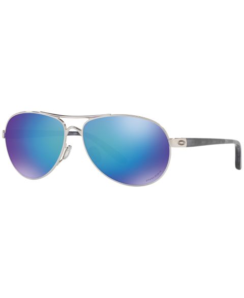 Женские солнцезащитные очки Oakley Polarized Sunglasses, OO4079 Feedback, цвет: Синий / Серебристый
