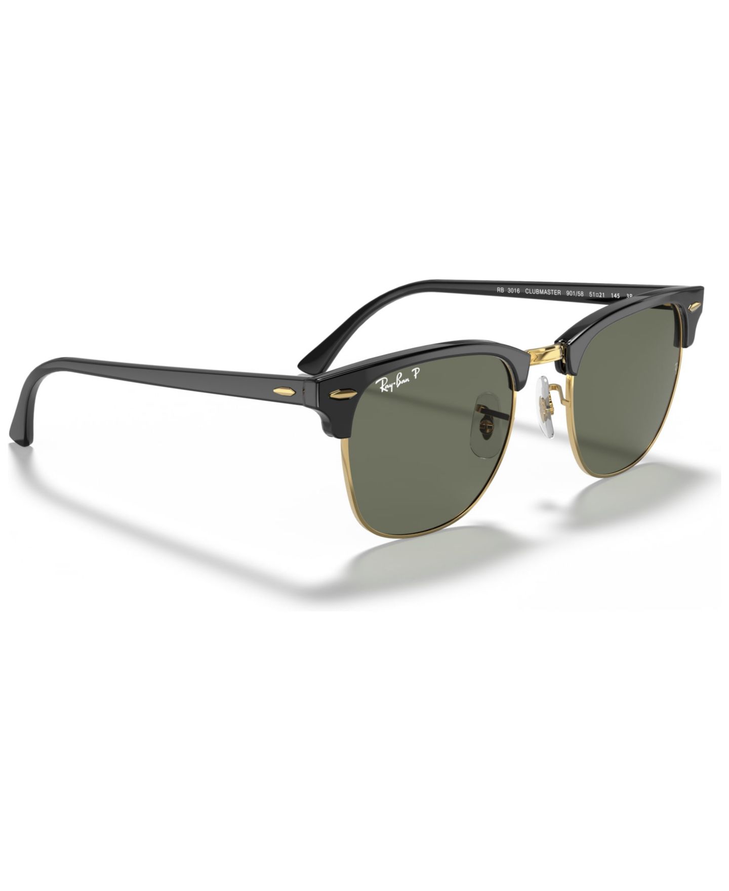 Мужские солнцезащитные очки Ray-Ban Polarized Club Master Sunglasses, RB3016, цвет: Зелёный / Чёрный — фото 4