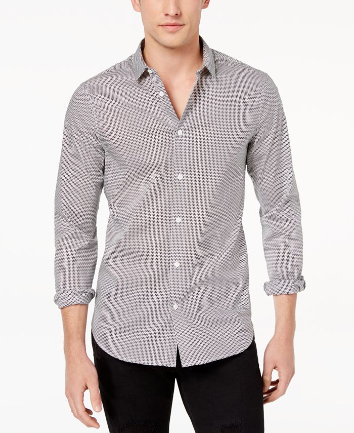 A|X Armani Exchange Men's Triangle Microprint Stretch Shirt - Macy's